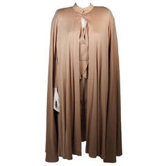 Nolan Miller Attributed Camel Wool Cape and Cocktail Dress Size Small