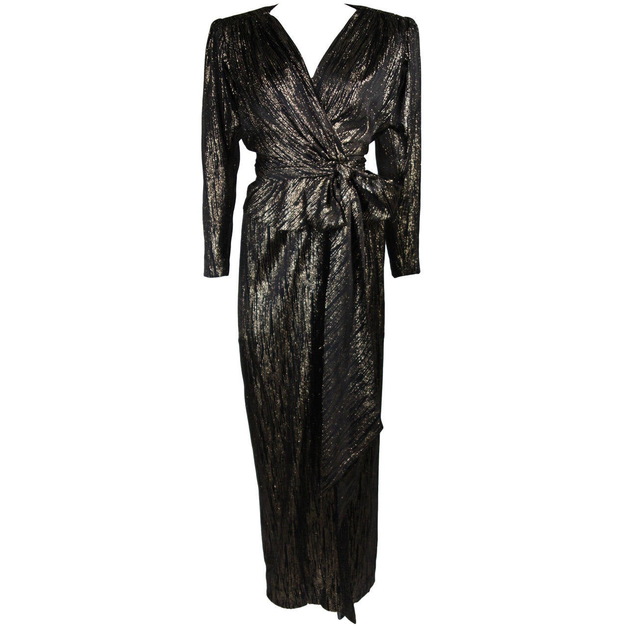 Nolan Miller Attributed Black and Gold Lame Ensemble Size Small at 1stDibs