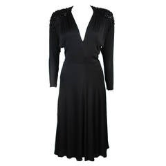 Nolan Miller Attributed Black Jersey Embellished Cocktail Dress Size Small 3
