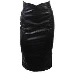 Jean Claude Jitrois Black Leather Skirt Size Extra Small