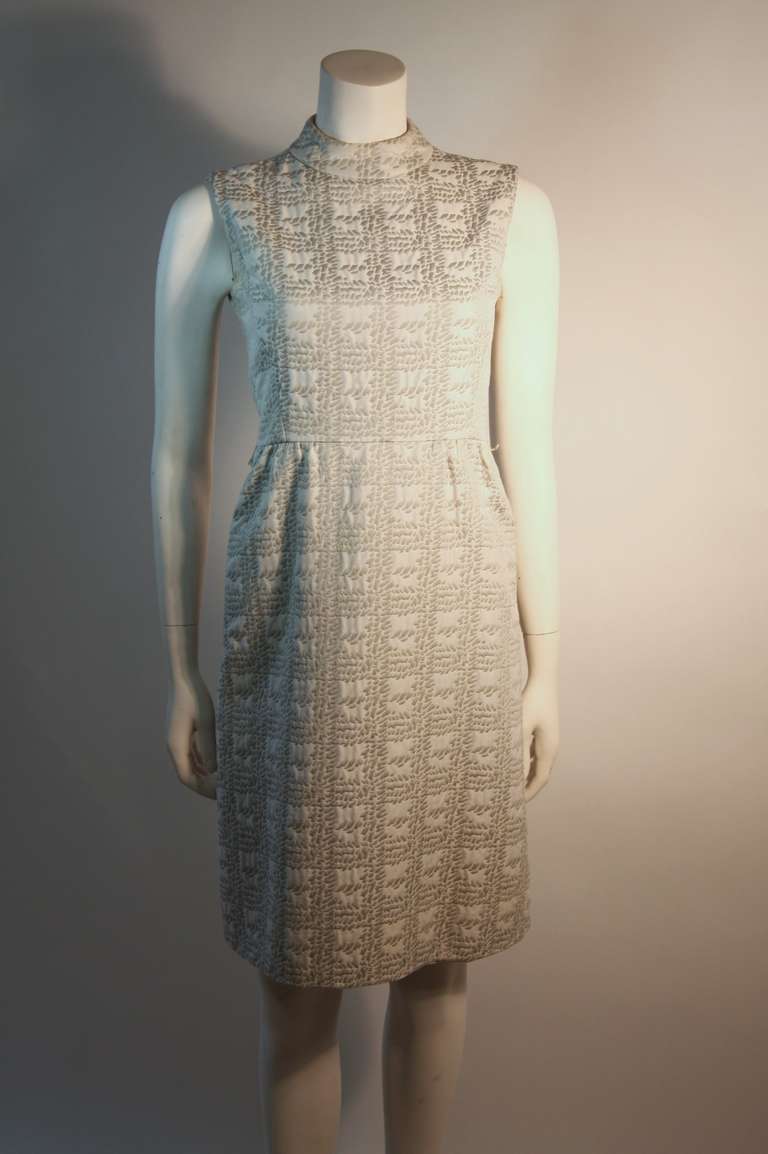 Christian Dior NEW YORK 1960's Silver and White Dress and Coat Ensemble 3