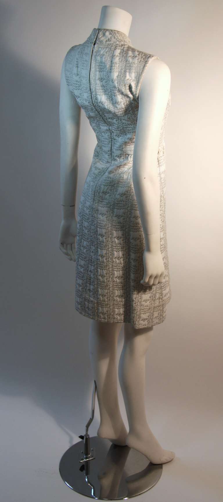 Christian Dior NEW YORK 1960's Silver and White Dress and Coat Ensemble 4