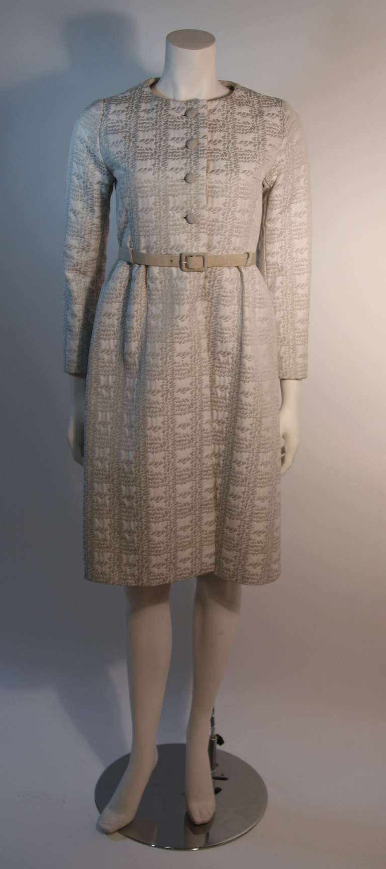 Christian Dior NEW YORK 1960's Silver and White Dress and Coat Ensemble 1