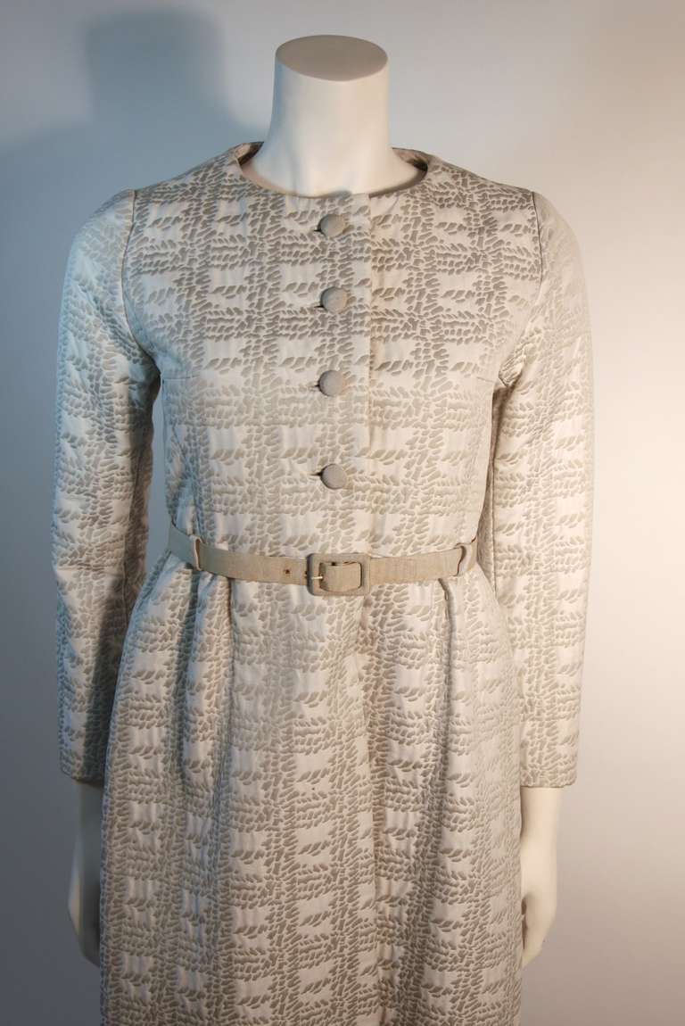 Women's Christian Dior NEW YORK 1960's Silver and White Dress and Coat Ensemble