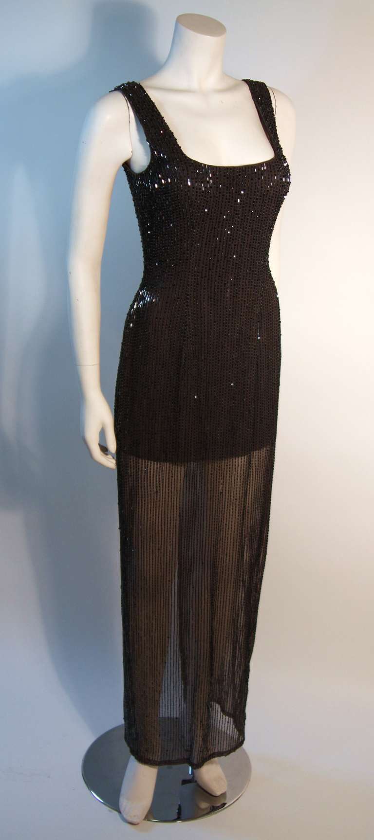 Stephen Yearick Grey Sequin Gown Size 6