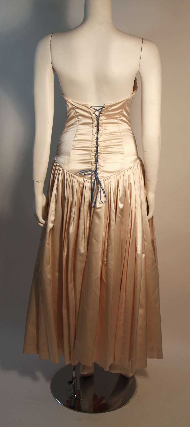 Brown Norma Kamali 1980's Silk Dress with Corset Bodice