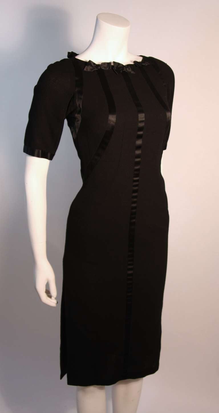 Galanos Black Short Sleeve Bow Dress