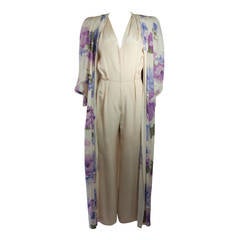 Nolan Miller Attributed Silk Jumpsuit Ensemble with Coat 7
