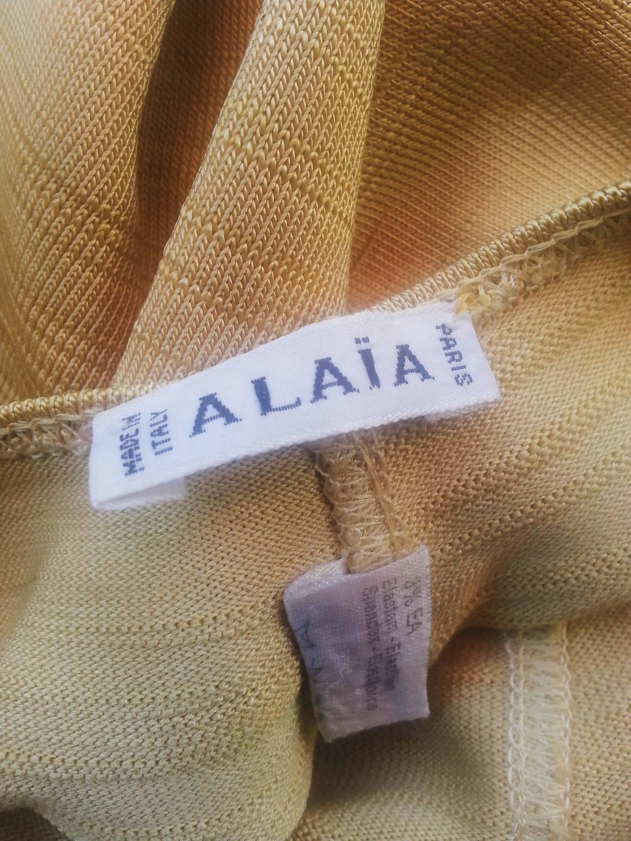 Alaia Gold Elastic Body Contouring Dress Size Small 5