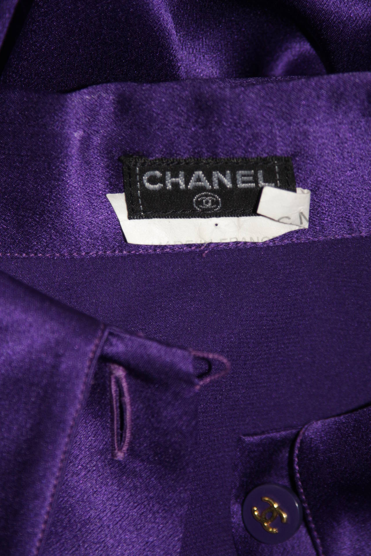 Chanel Purple Silk Blouse Size Large 3