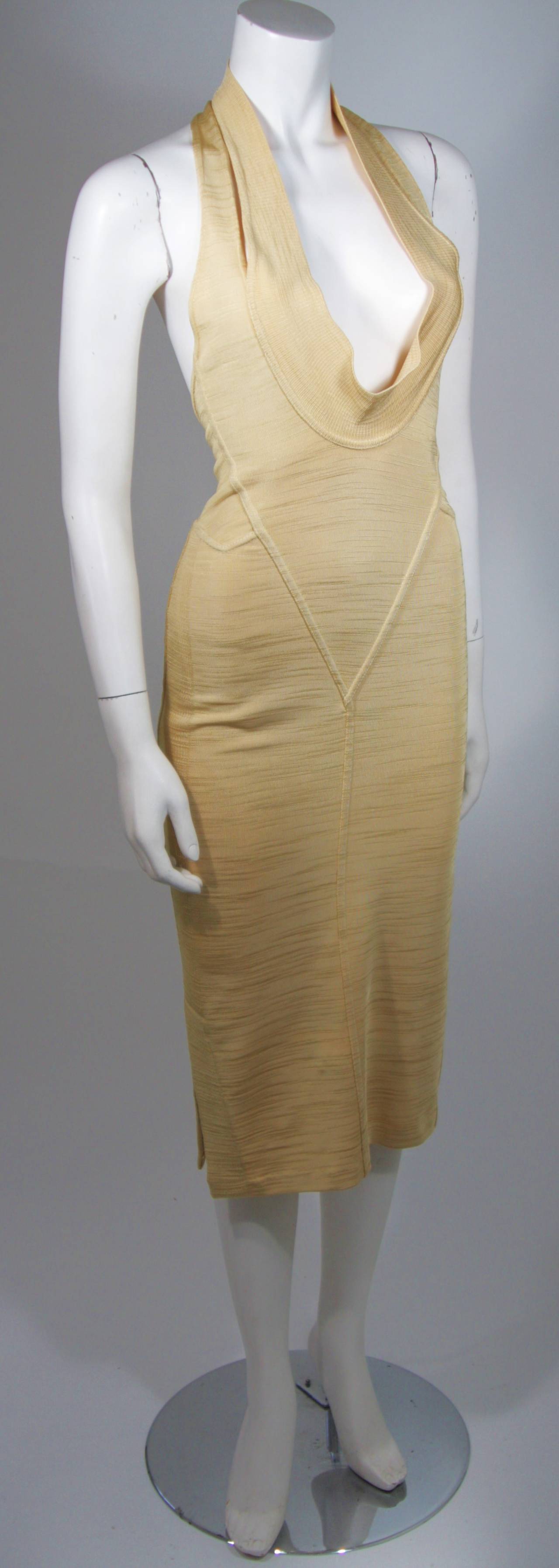 Women's Alaia Gold Elastic Body Contouring Dress Size Small