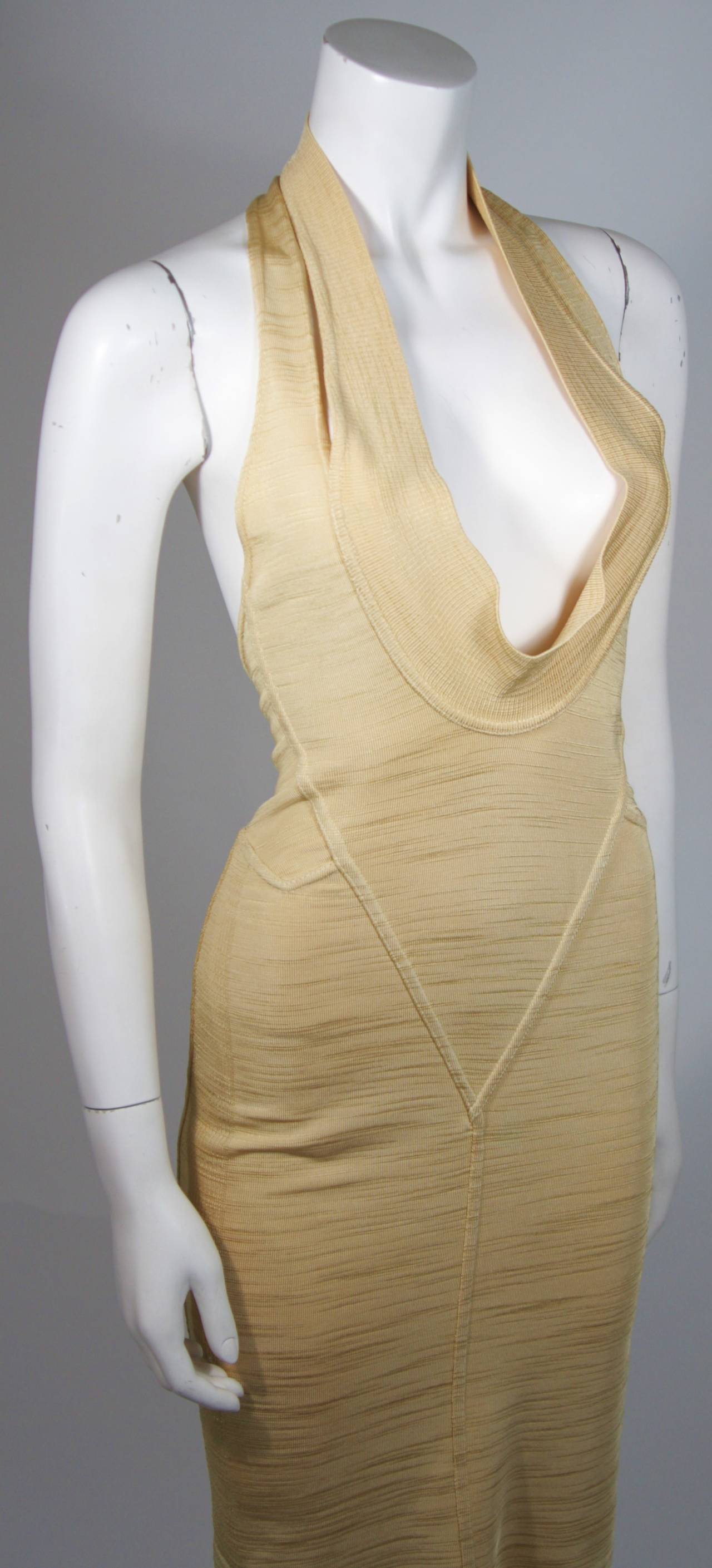 Alaia Gold Elastic Body Contouring Dress Size Small 1