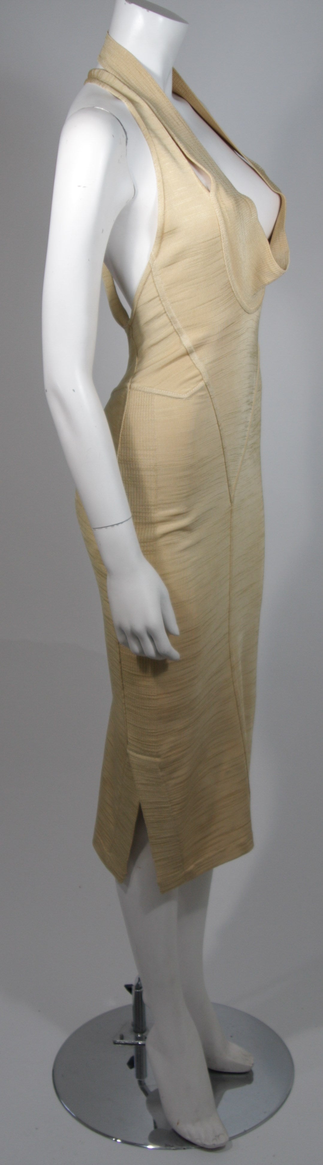 Alaia Gold Elastic Body Contouring Dress Size Small 2