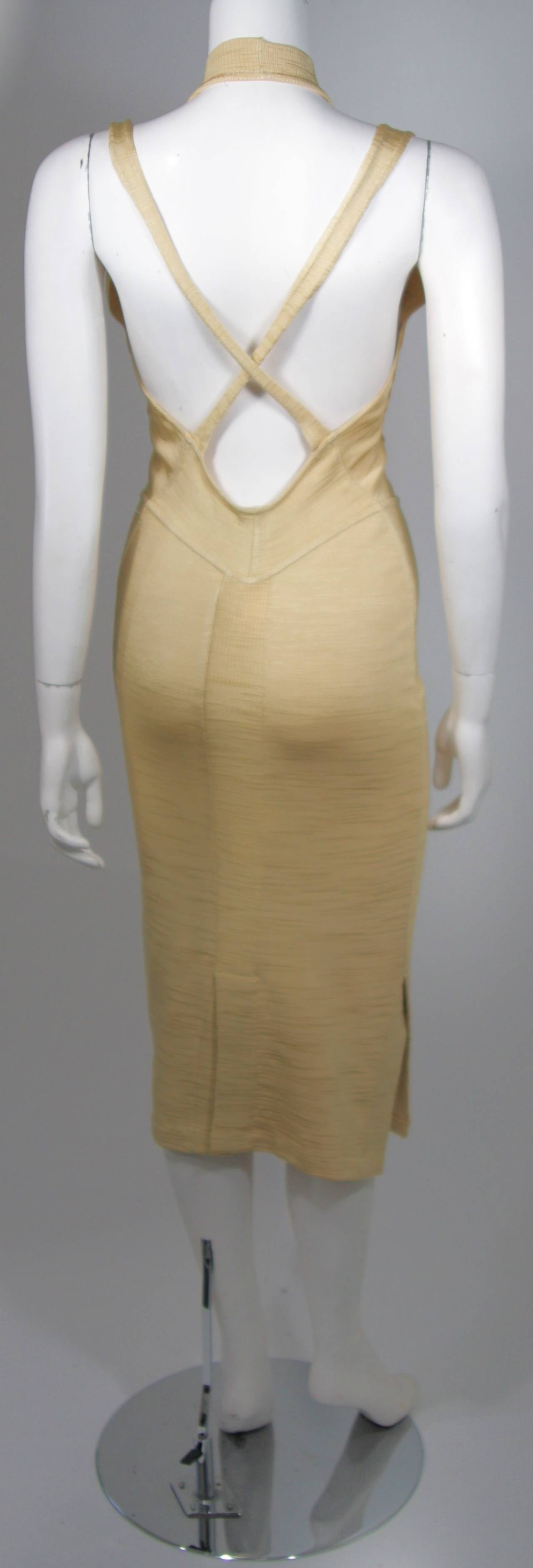 Alaia Gold Elastic Body Contouring Dress Size Small 4