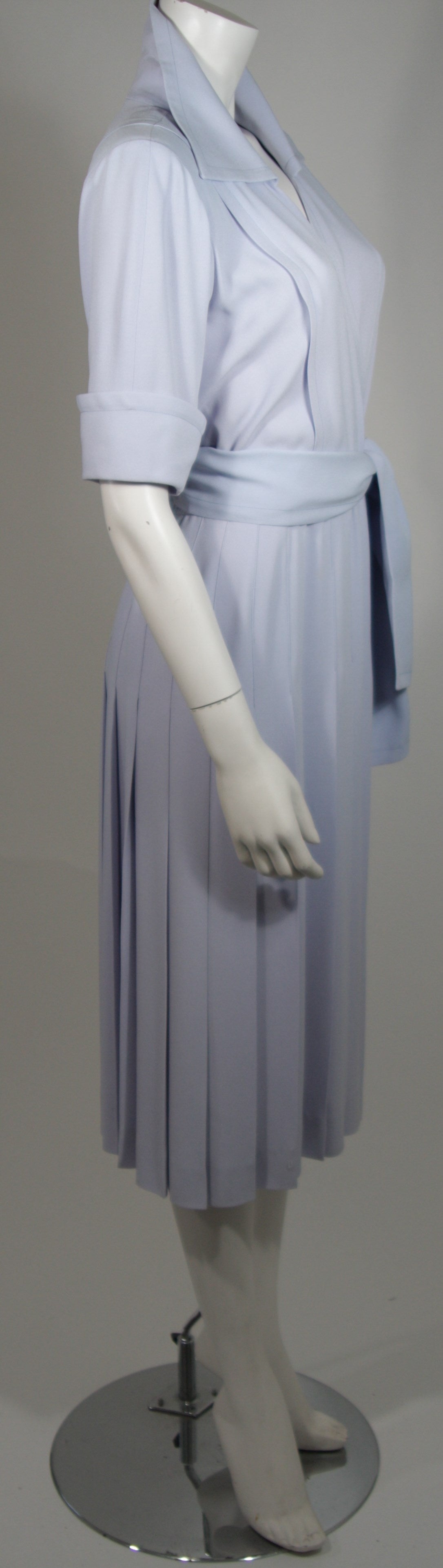 Women's Saint Laurent Periwinkle Belted Shirt Dress Size For Sale