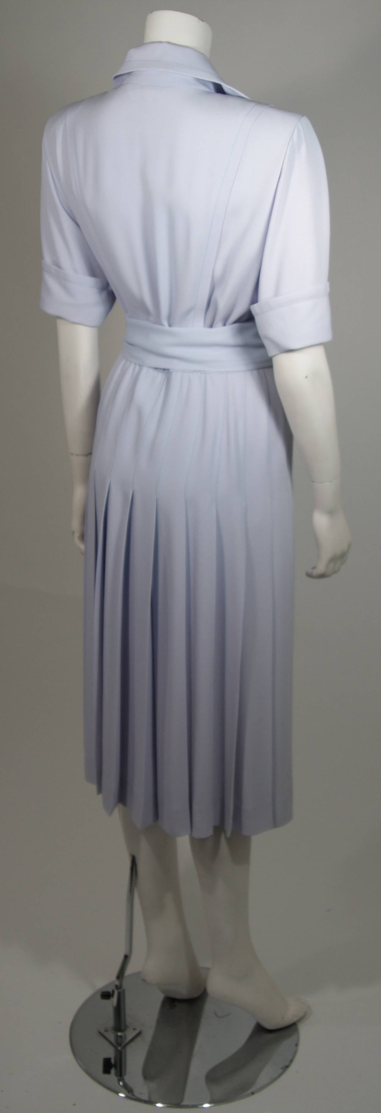 Saint Laurent Periwinkle Belted Shirt Dress Size For Sale 2