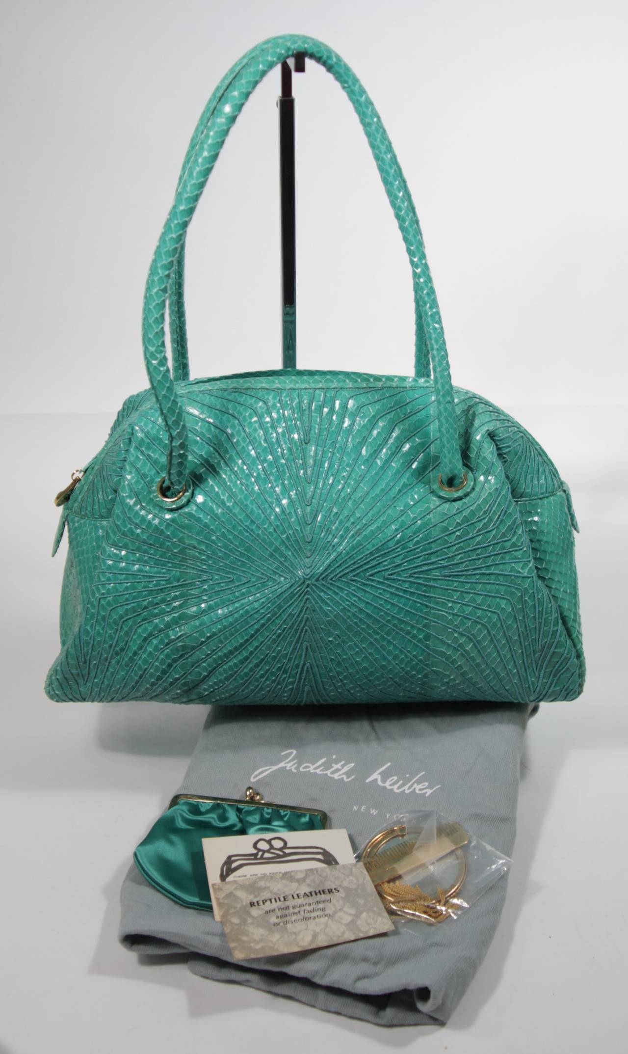 Women's Judith Leiber Turquoise Snake Skin Handbag