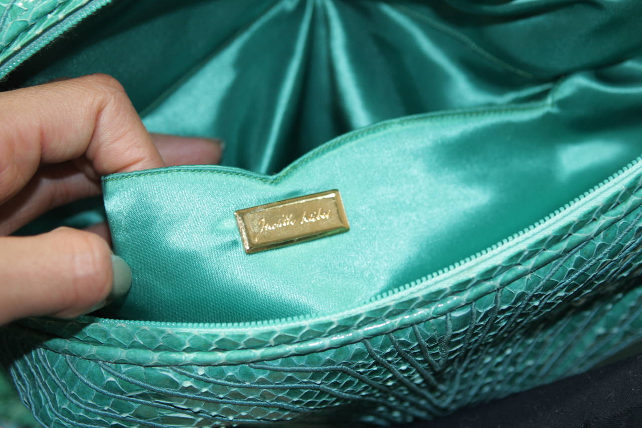 Judith Leiber Turquoise Snake Skin Handbag 5