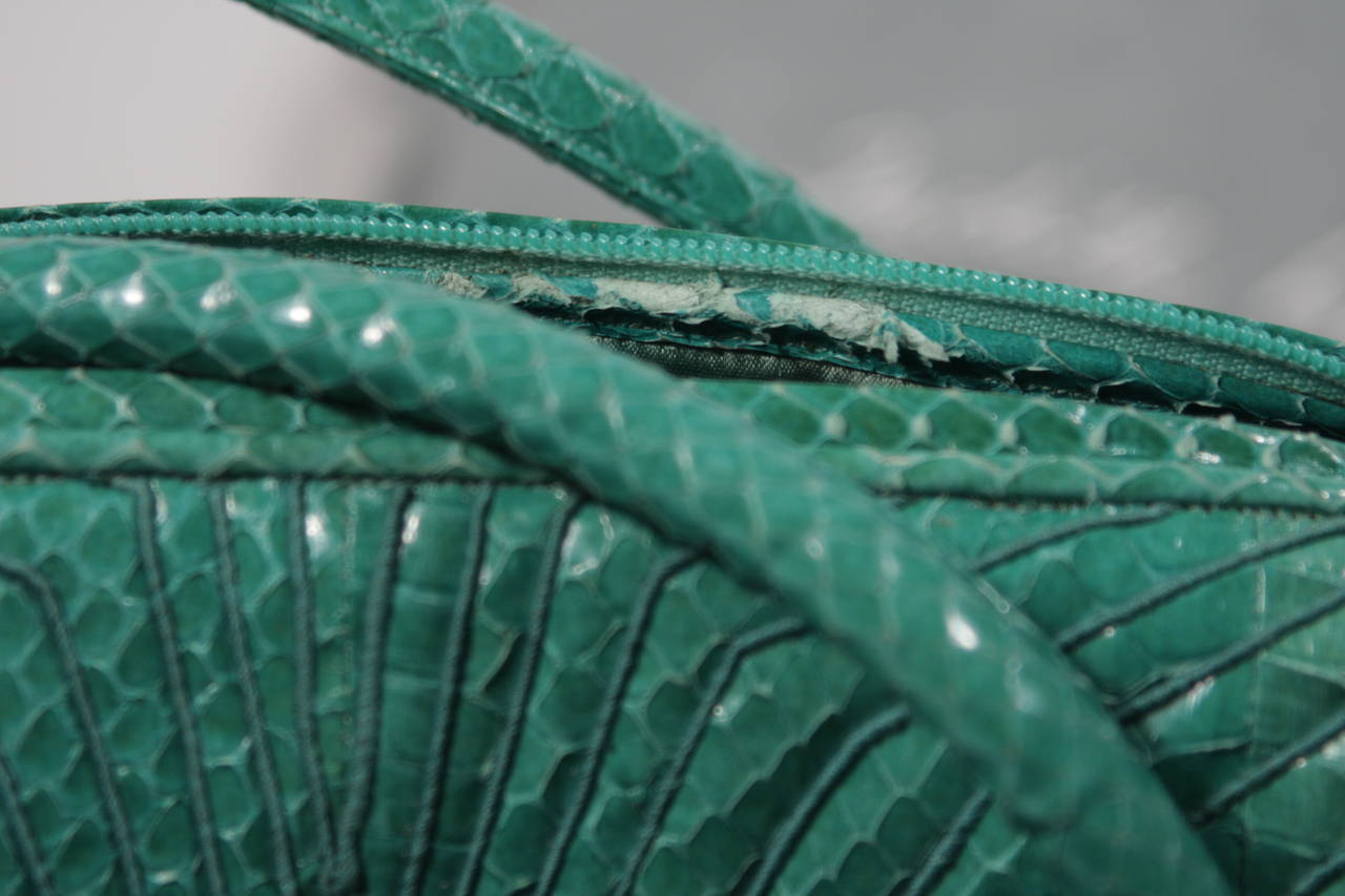 Judith Leiber Turquoise Snake Skin Handbag 4