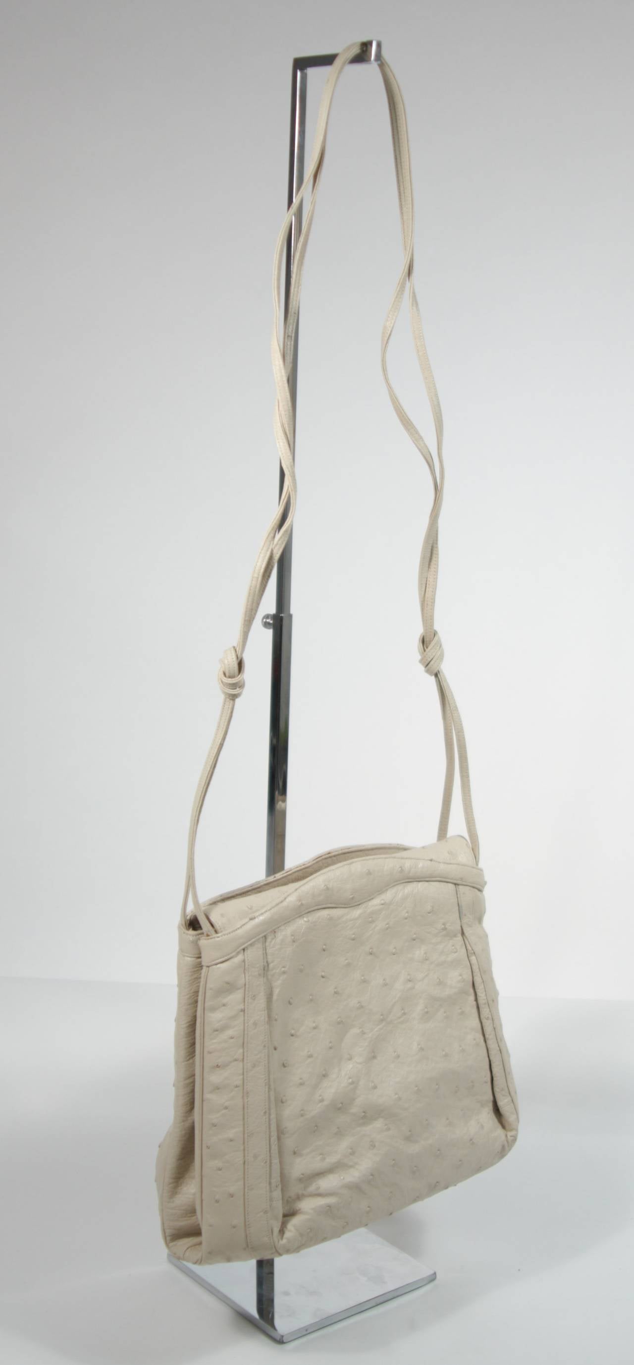 Judith Leiber Off-white Ostrich Architectural Purse w. accessories & sleeper bag 1