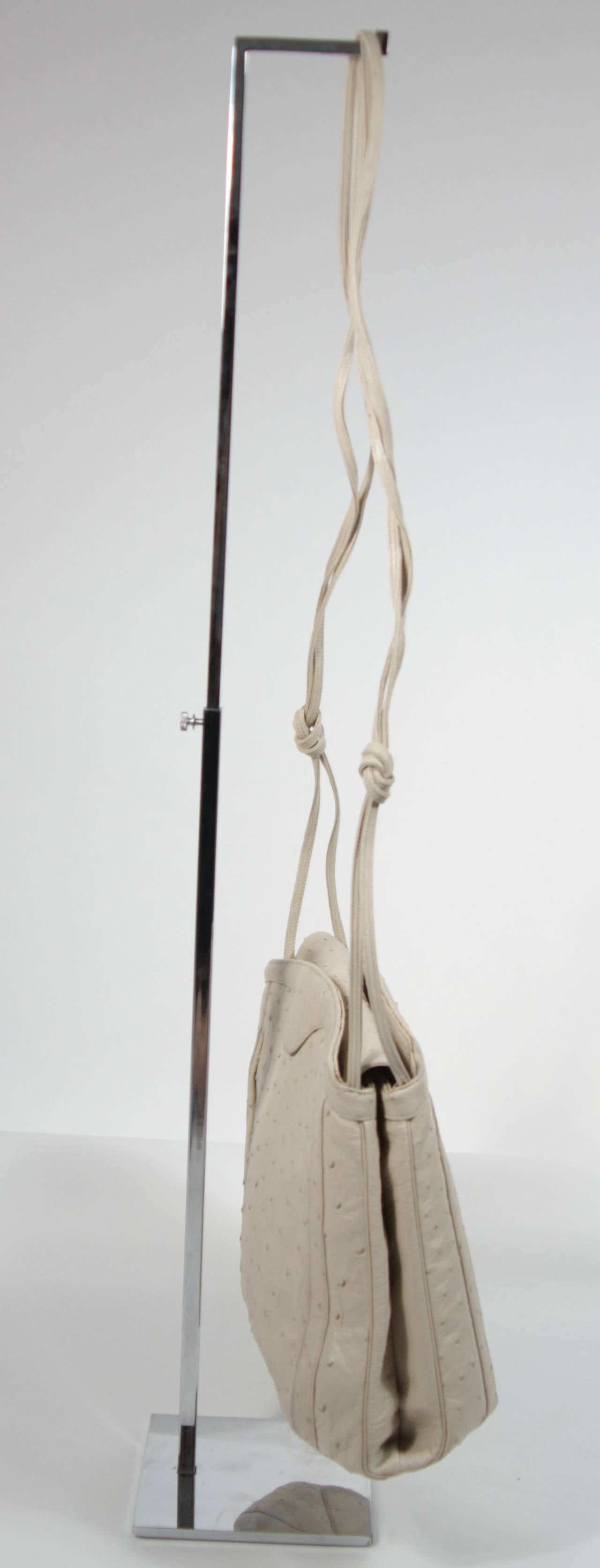 Judith Leiber Off-white Ostrich Architectural Purse w. accessories & sleeper bag 2