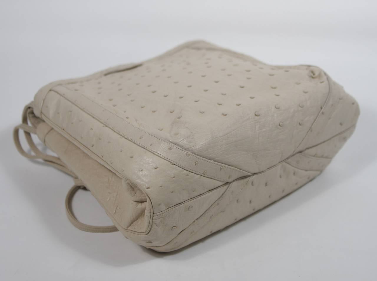 Judith Leiber Off-white Ostrich Architectural Purse w. accessories & sleeper bag 3