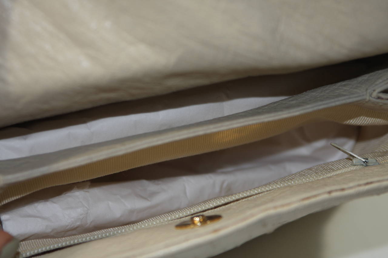 Judith Leiber Off-white Ostrich Architectural Purse w. accessories & sleeper bag 4