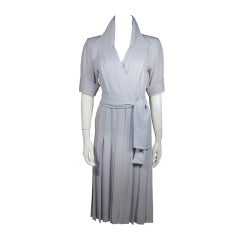Vintage Saint Laurent Periwinkle Belted Shirt Dress Size