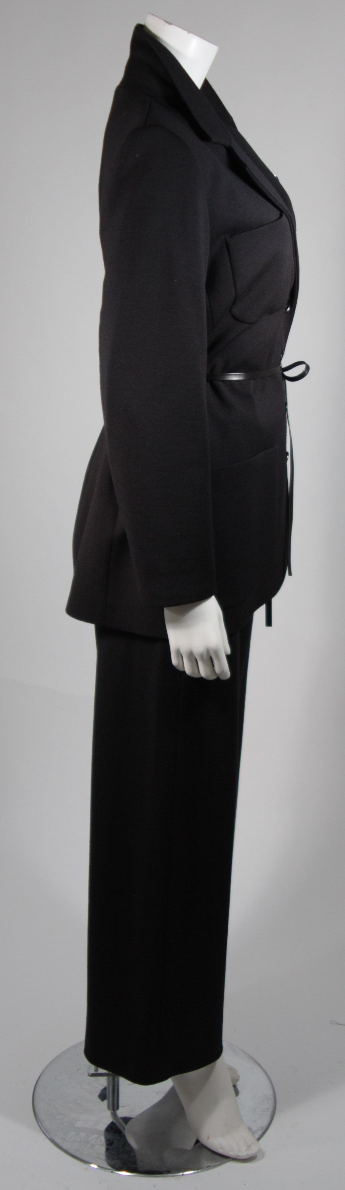 Yves Saint Laurent Two Piece Wool Blend Pantsuit with Pocket Scarf Medium/Large 2