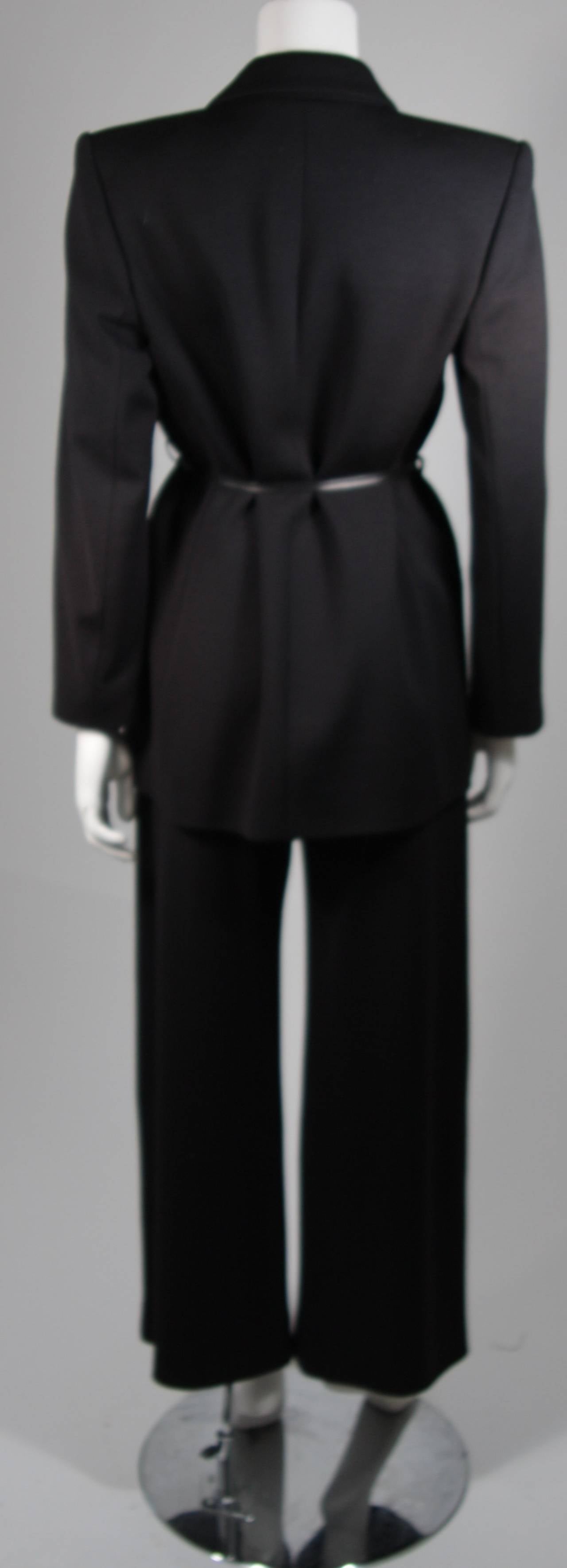 Yves Saint Laurent Two Piece Wool Blend Pantsuit with Pocket Scarf Medium/Large 3