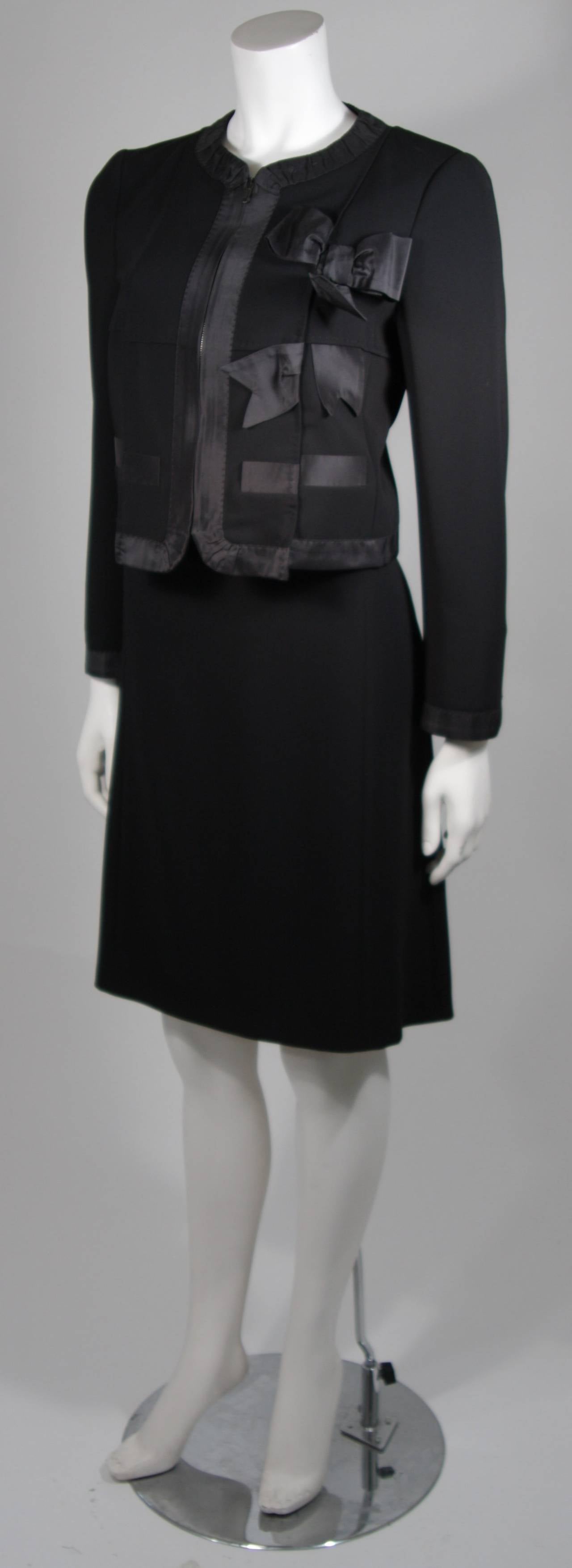 Women's Moschino Black Skirt Suit with Silk Bow Detailing Size 12 For Sale