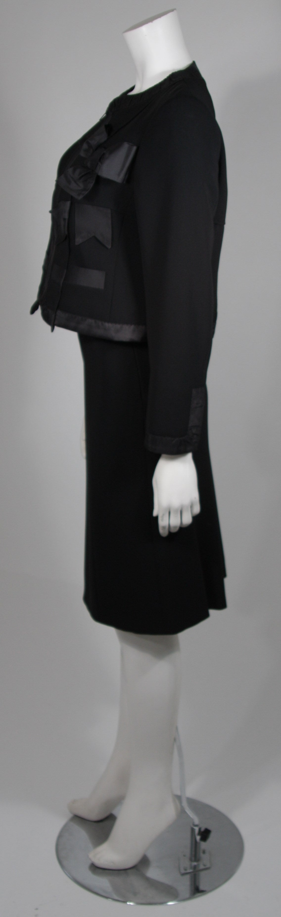 Moschino Black Skirt Suit with Silk Bow Detailing Size 12 For Sale 2
