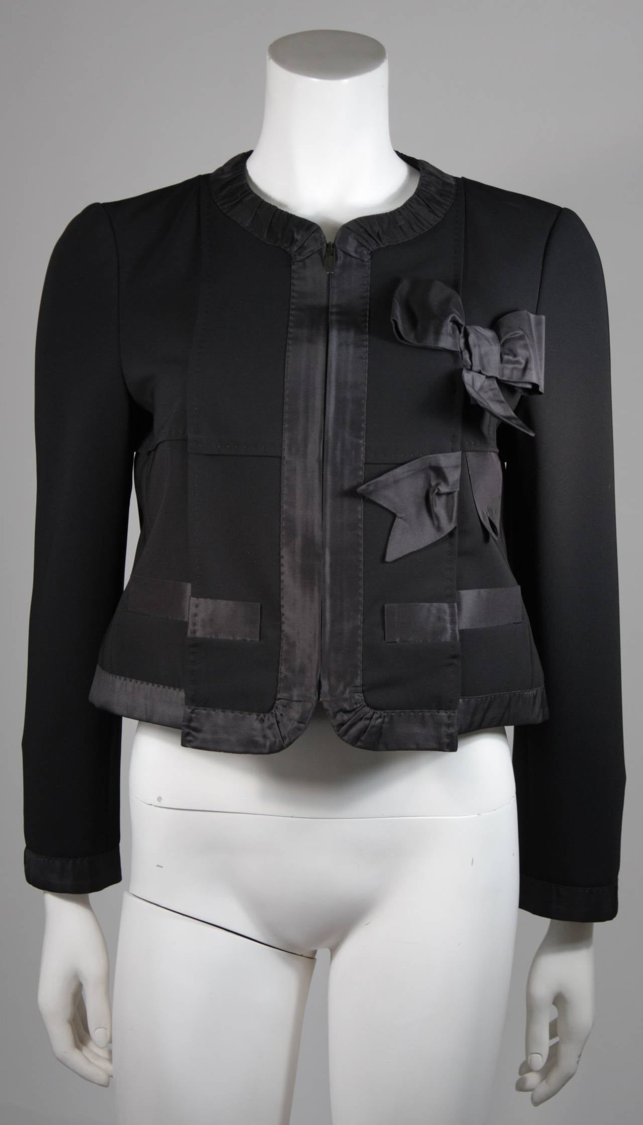 Moschino Black Skirt Suit with Silk Bow Detailing Size 12 For Sale 4