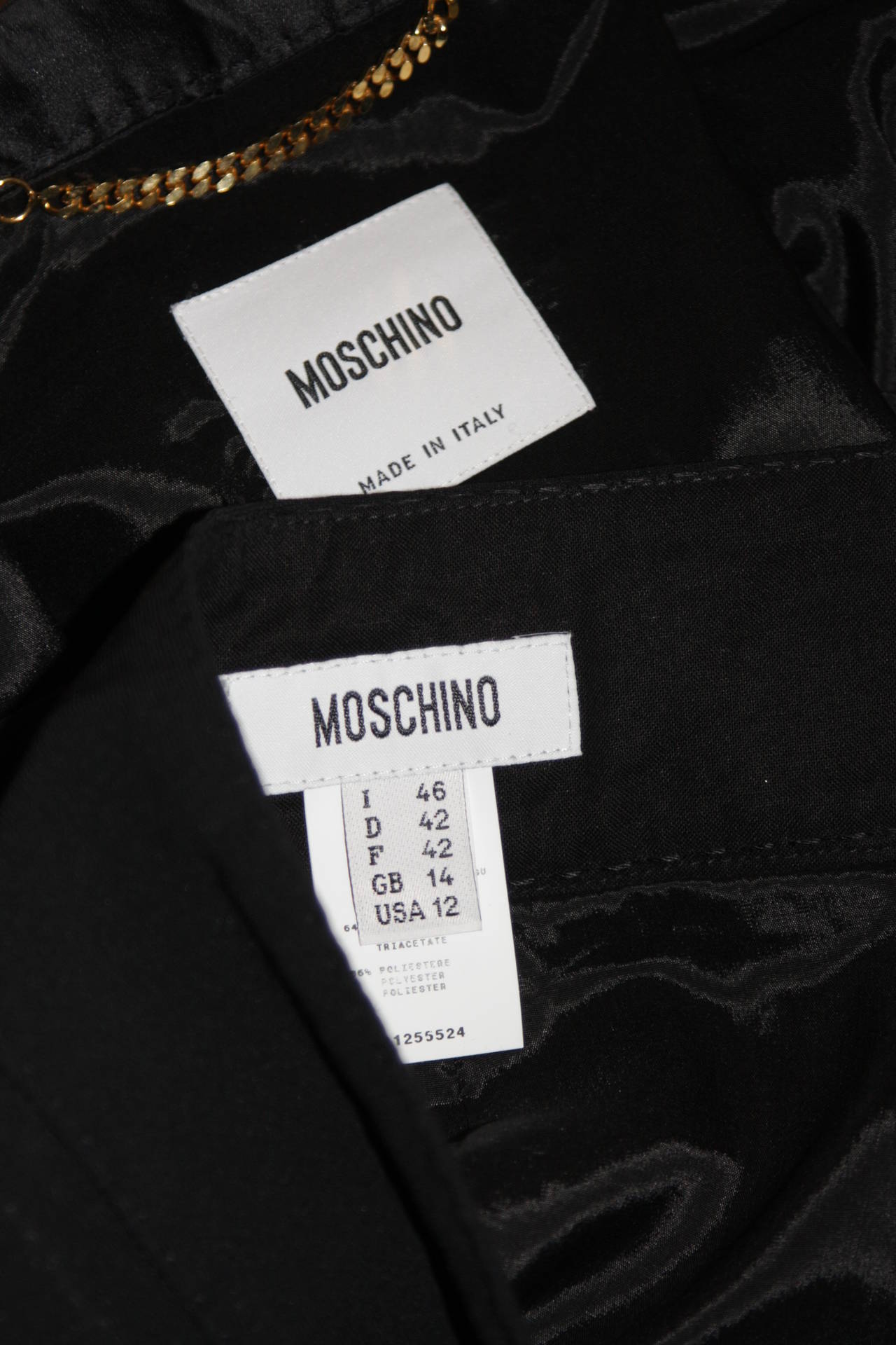 Moschino Black Skirt Suit with Silk Bow Detailing Size 12 For Sale at ...