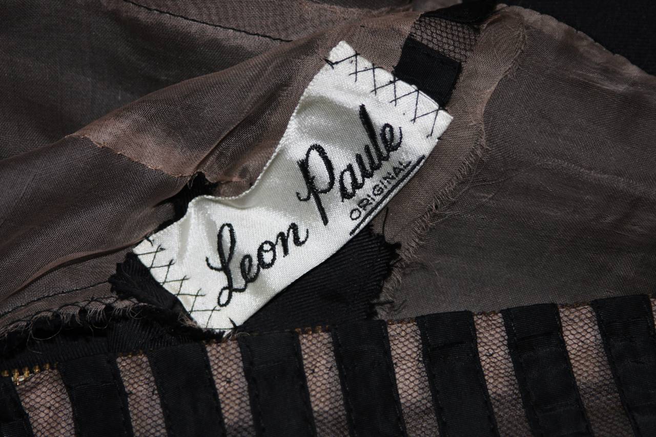 LEON PAULE NOLAN MILLER Black Applique Ensemble Crop Top Flare Skirt Size Medium For Sale 3