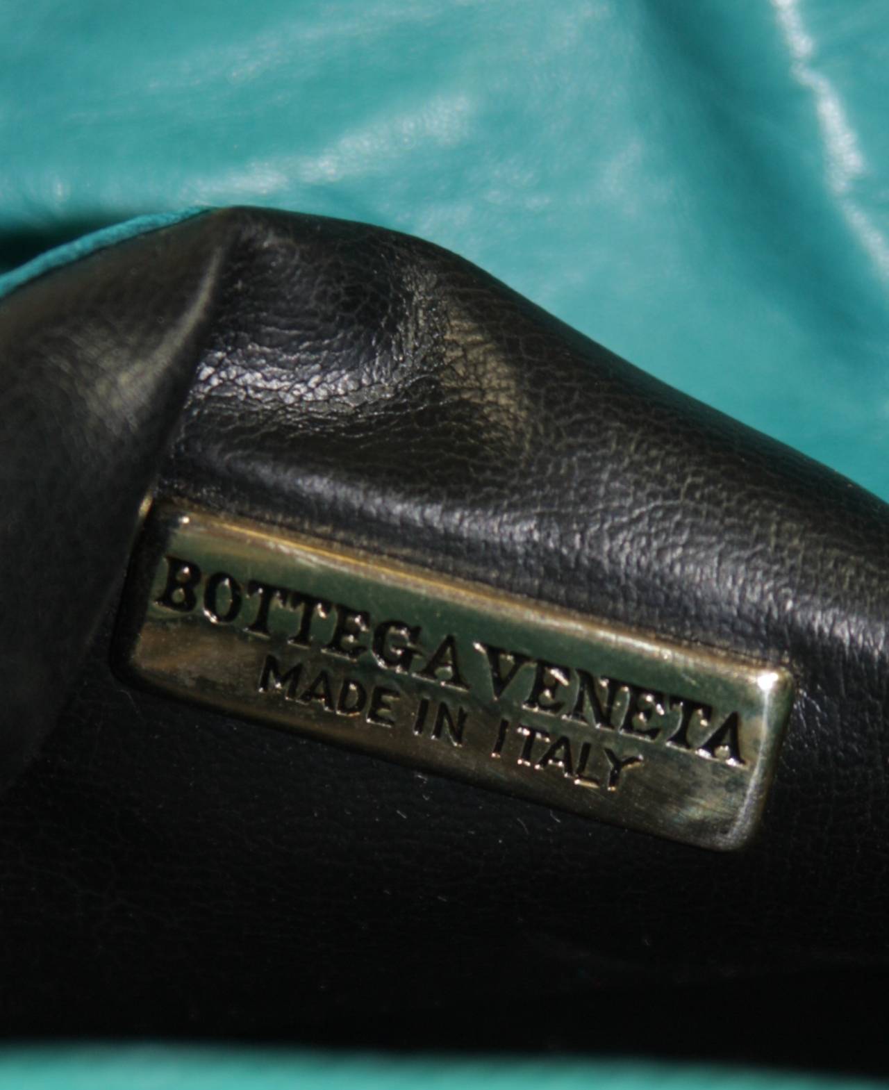 Bottega Veneta Vintage Turquoise Woven Leather Medium Shoulder Bag 3
