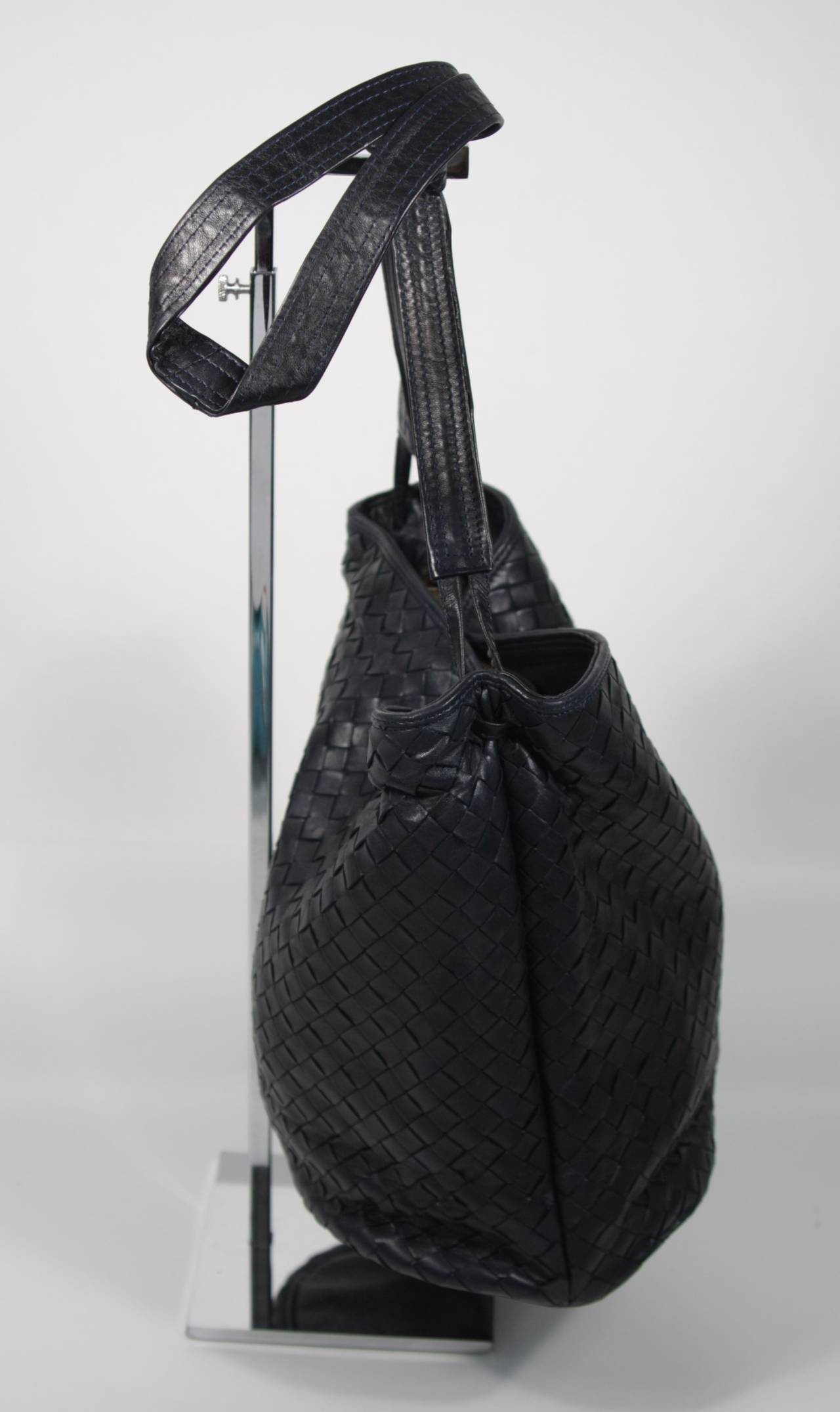 Bottega Veneta Vintage Navy Woven Leather Bucket Style Handbag 1