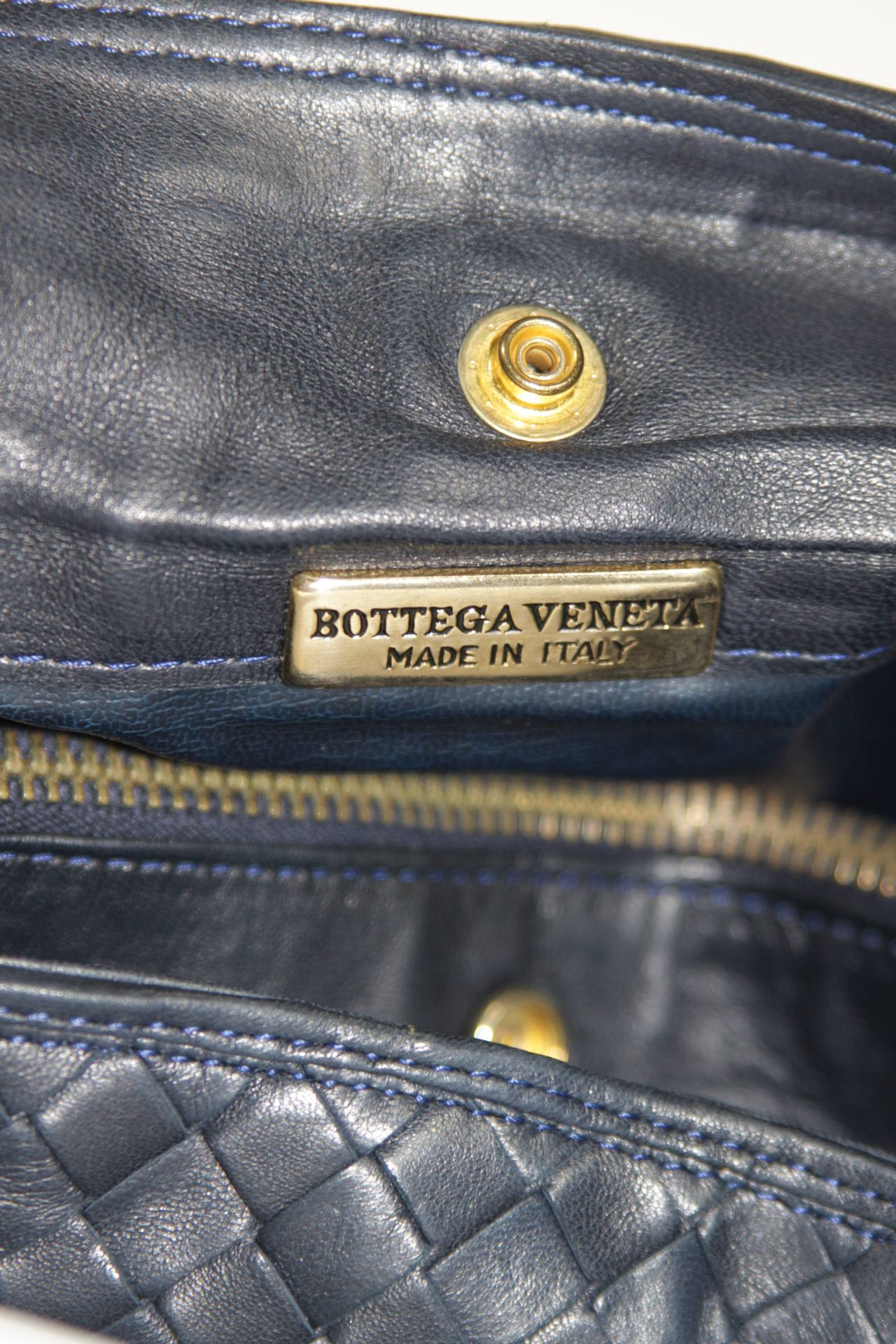 Bottega Veneta Vintage Navy Woven Leather Bucket Style Handbag 4