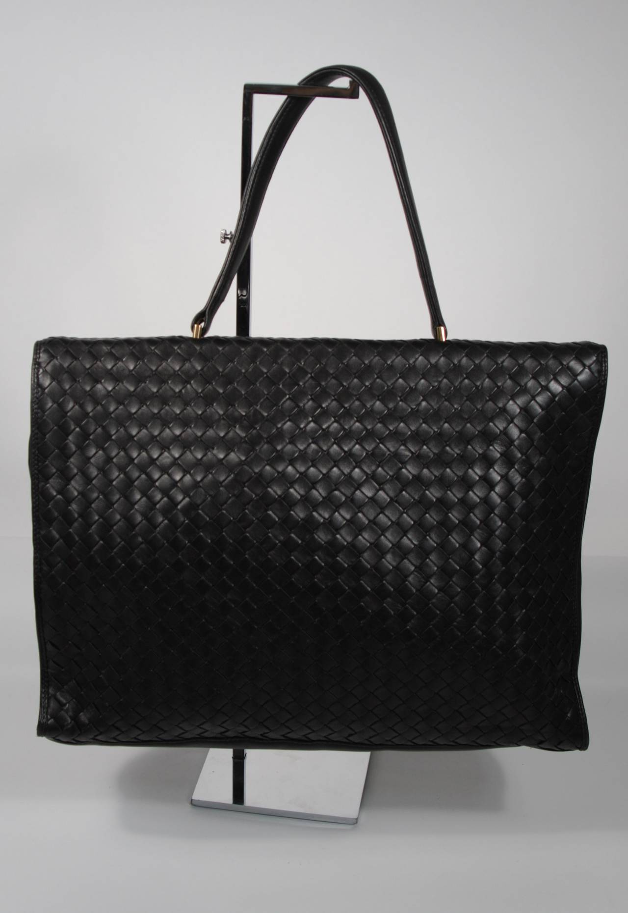 Bottega Veneta Vintage Black Leather Briefcase Style Handbag 4
