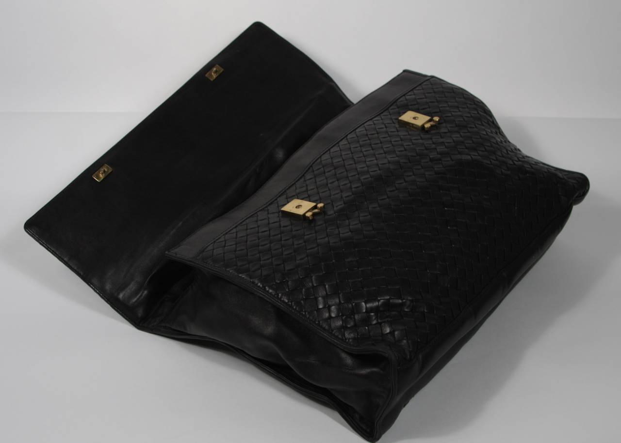 Bottega Veneta Vintage Black Leather Briefcase Style Handbag 3