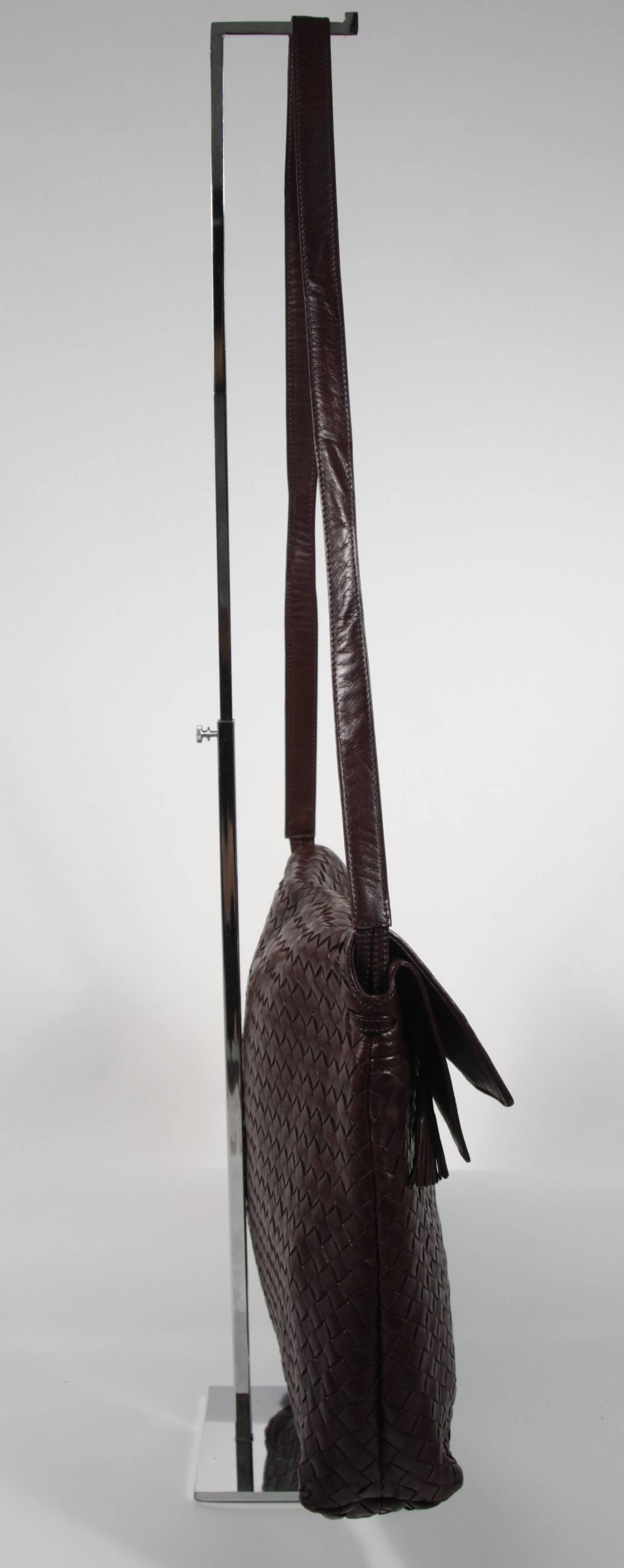 Bottega Veneta Large Woven Rich Brown Vintage Leather Double Flap Handbag 2