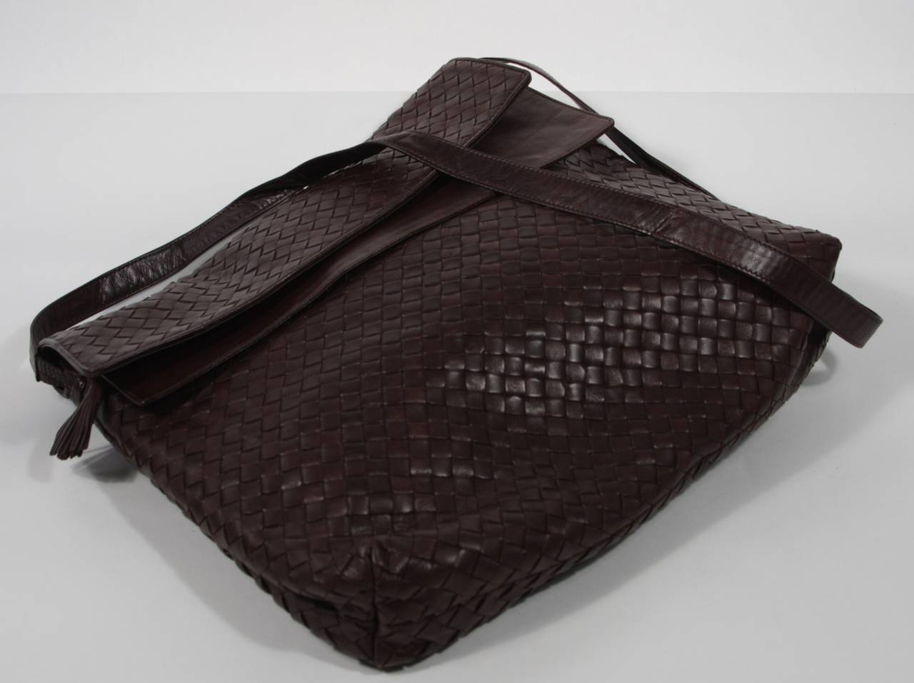 Bottega Veneta Large Woven Rich Brown Vintage Leather Double Flap Handbag 5