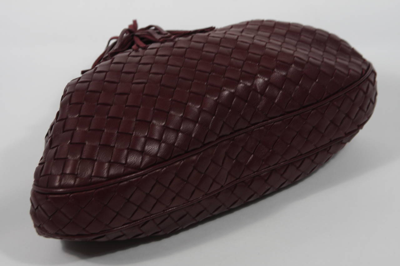 Bottega Veneta Vintage Burgundy Leather Clutch with Strap and Tassel Detail 4