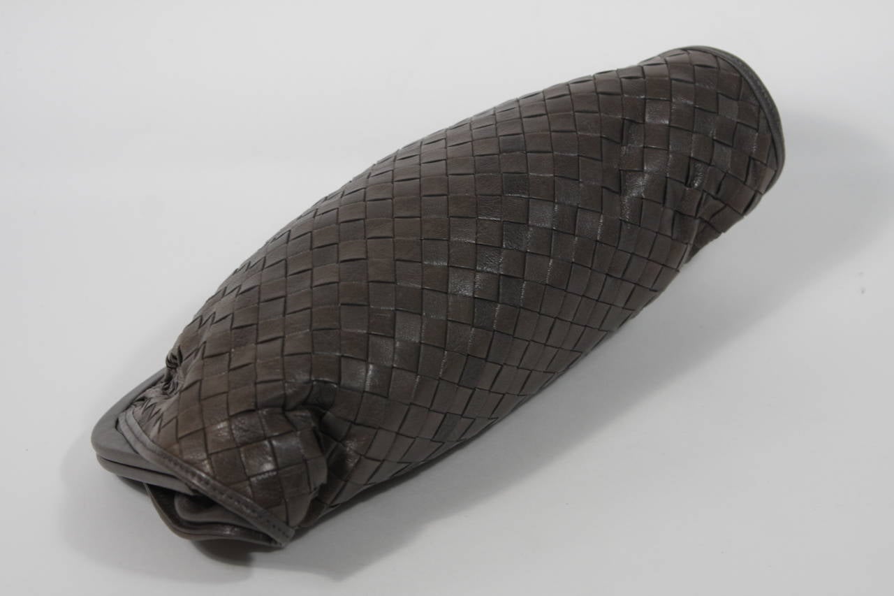 Bottega Veneta Vintage Woven Leather Clutch With Strap In Olive Drab 3