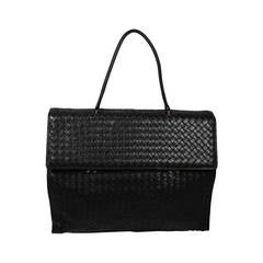 Bottega Veneta Vintage Black Leather Briefcase Style Handbag