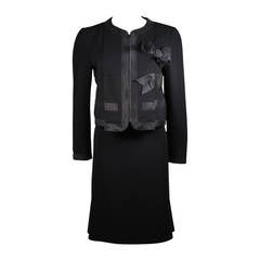 Moschino Black Skirt Suit with Silk Bow Detailing Size 12 7