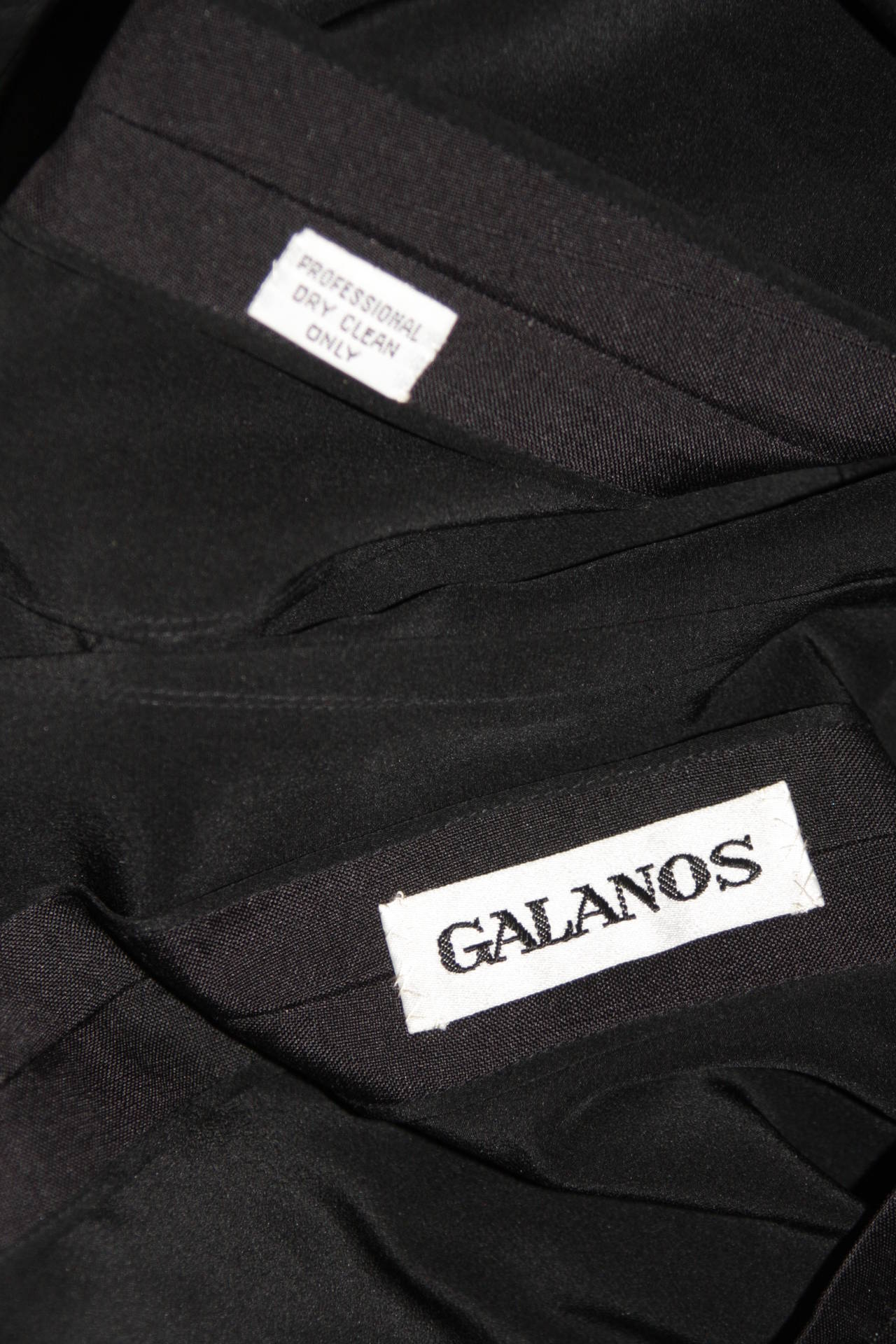 Galanos Black Silk Blouse with Puffed Sleeves Size Small For Sale 3