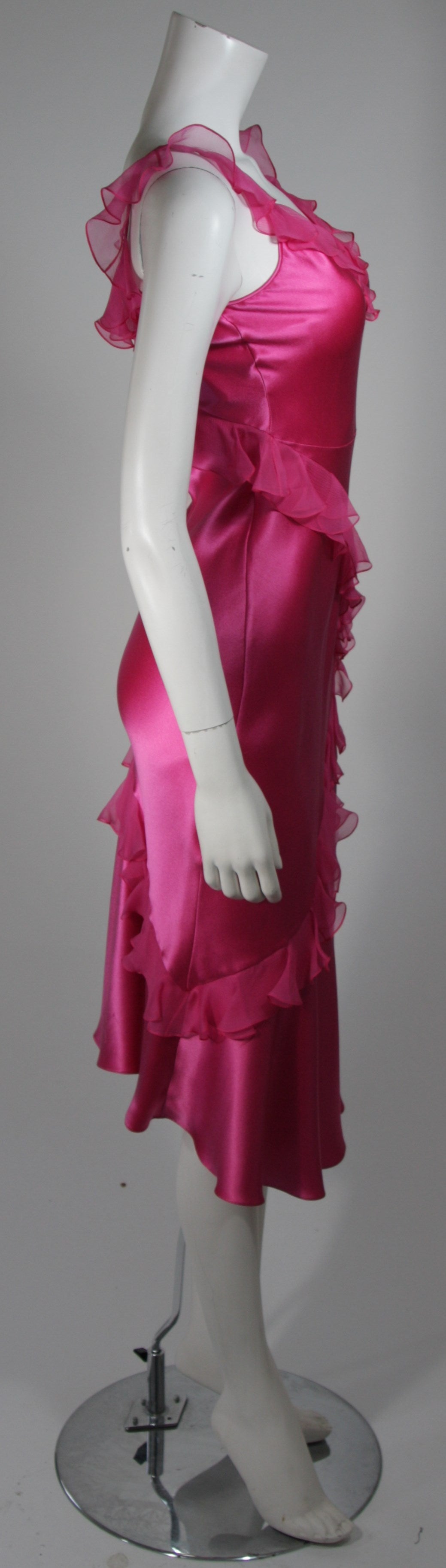 Christian Dior Ruffled Pink Silk Chiffon Dress Size XS 2