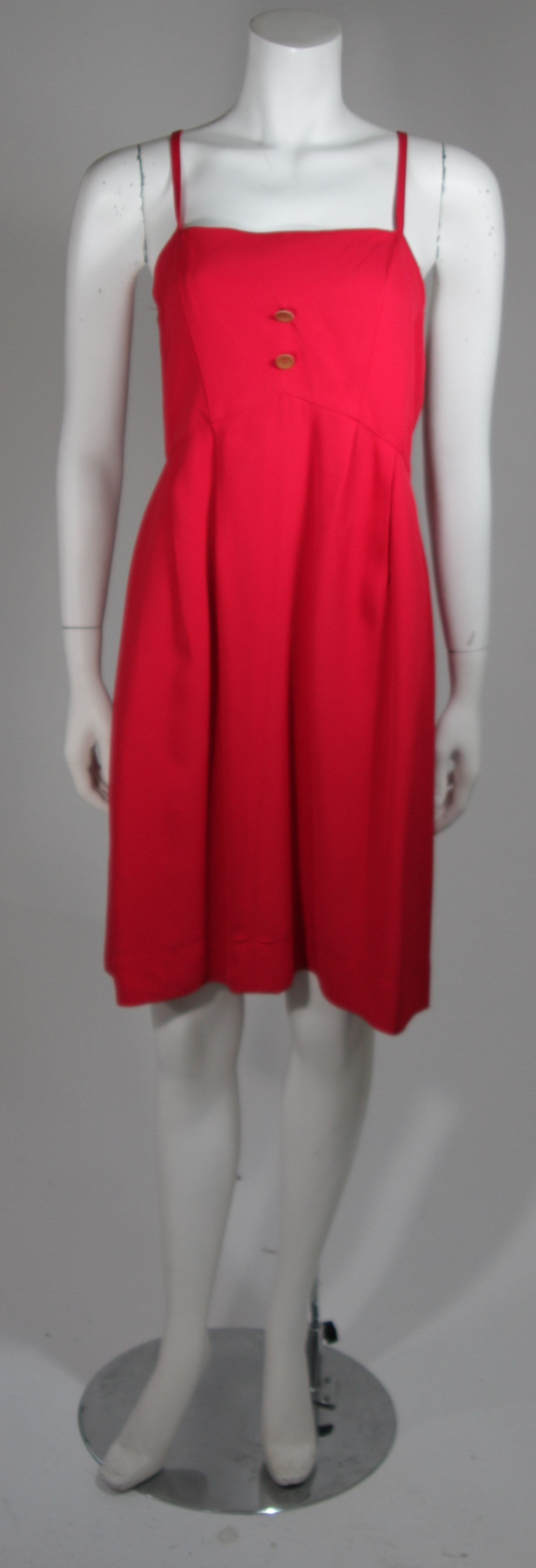 Fendi Red Cocktail Dress with Caplet Attachment and Button Details Size 2 For Sale 2