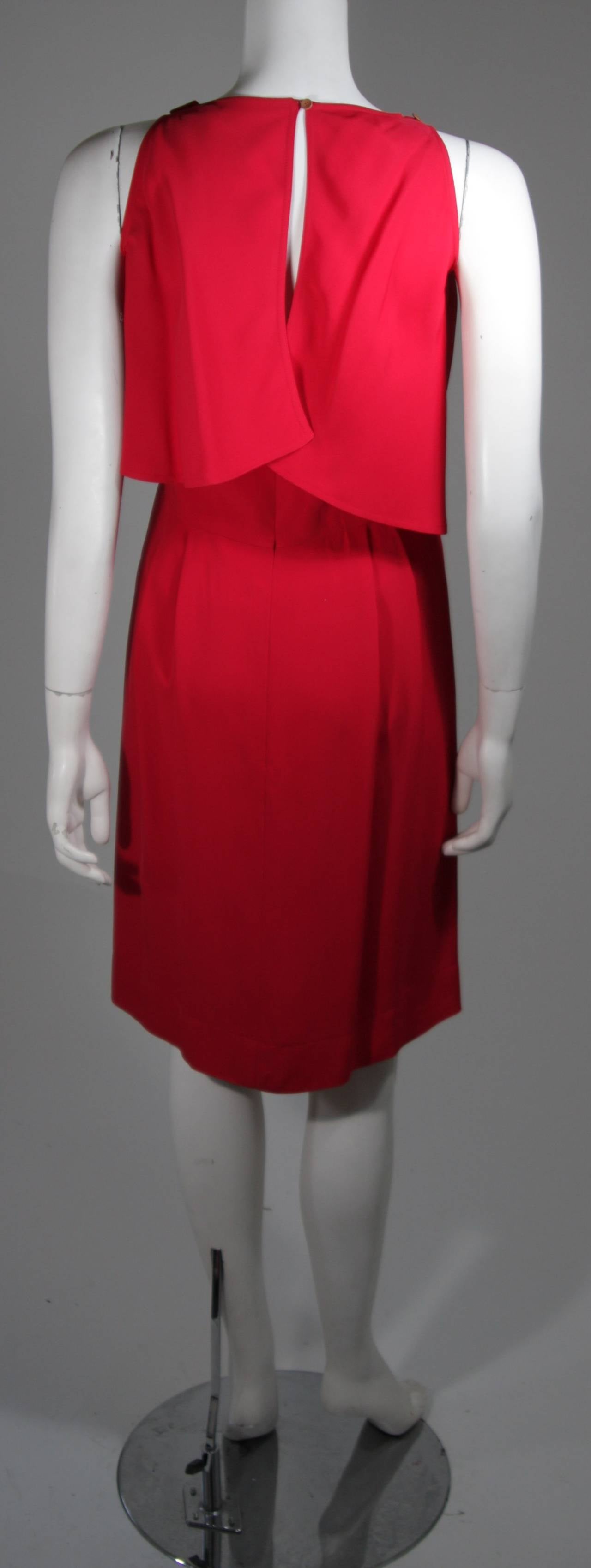 Fendi Red Cocktail Dress with Caplet Attachment and Button Details Size 2 For Sale 1